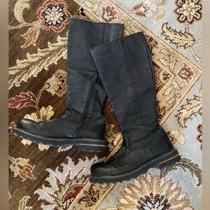 John Fluevog Black Moto Textured Lug Sole Boots, size 7